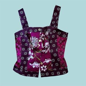 White House Black Market Purple Floral Blouse